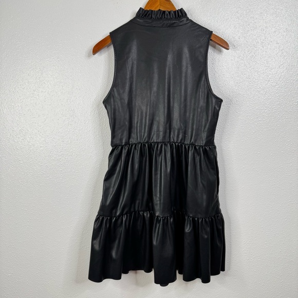 Fate Black Faux Leather Mini Dress Size Medium - Picture 2 of 7